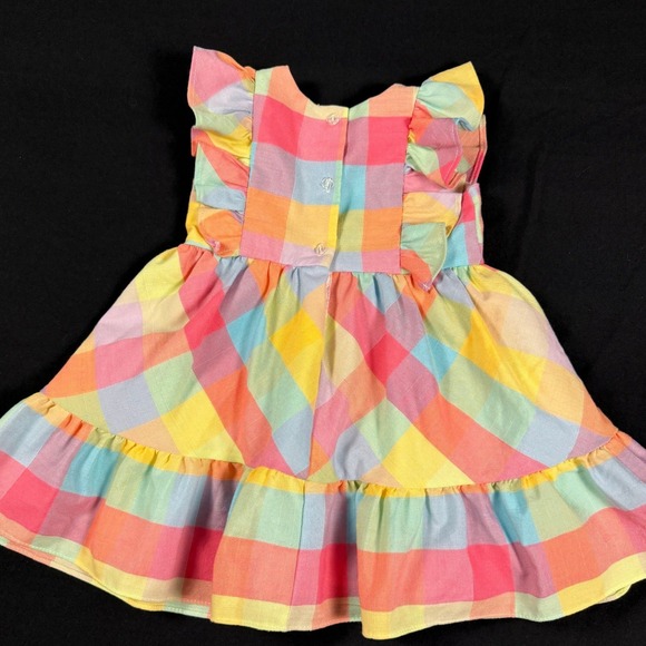 Bonnie Jean Toddler Girl 2T Pastel Rainbow Gingham Ruffle Dress Cottagecore - Picture 6 of 6